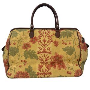 PIERRE DEUX Weekender Bag French Country Tapestry Overnight Leather Handles Vint